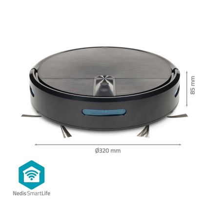 SmartLife intelligent robotstøvsuger med moppe 2600 mAh Wi‑Fi Tuya sort + fjernbetjening