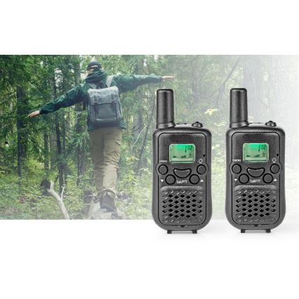 SÆT 2x Walkie-talkie med LED-lys 3xAAA rækkevidde 5 km