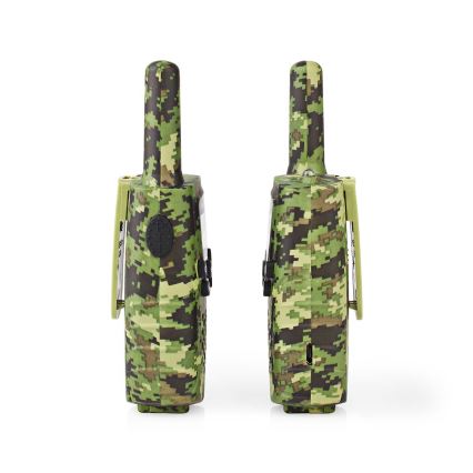 2x Walkie-talkie med LED-lys 3xAAA rækkevidde 8 km camouflagefarve