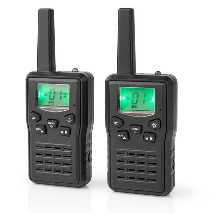 SÆT 2x Genopladelig walkie-talkie m. LED-lys 1300 mAh rækkevidde 10 km