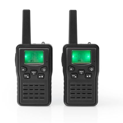 SÆT 2x Genopladelig walkie-talkie m. LED-lys 1300 mAh rækkevidde 10 km