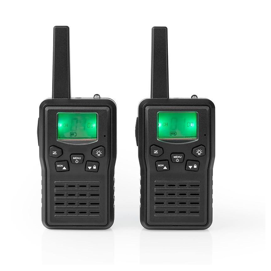 SÆT 2x Genopladelig walkie-talkie m. LED-lys 1300 mAh rækkevidde 10 km