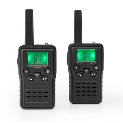 SÆT 2x Genopladelig walkie-talkie m. LED-lys 1300 mAh rækkevidde 10 km