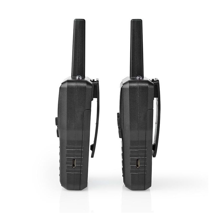 SÆT 2x Genopladelig walkie-talkie m. LED-lys 1300 mAh rækkevidde 10 km