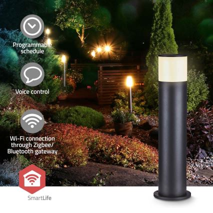 LED RGBW dæmpbar udendørslampe SmartLife LED/10W/230V IP65 Wi-Fi Tuya sort