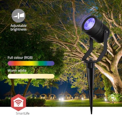 Sæt 3x LED RGBW dæmpbar udendørslampe SmartLife LED/3W/230V IP65 Wi‑Fi Tuya sort