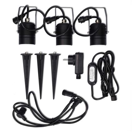 Sæt 3x LED RGBW dæmpbar udendørslampe SmartLife LED/3W/230V IP65 Wi‑Fi Tuya sort