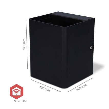 SmartLife LED RGBW dæmpbar udendørs vægarmatur, 12W/230V, IP65, Wi‑Fi (Tuya), sort