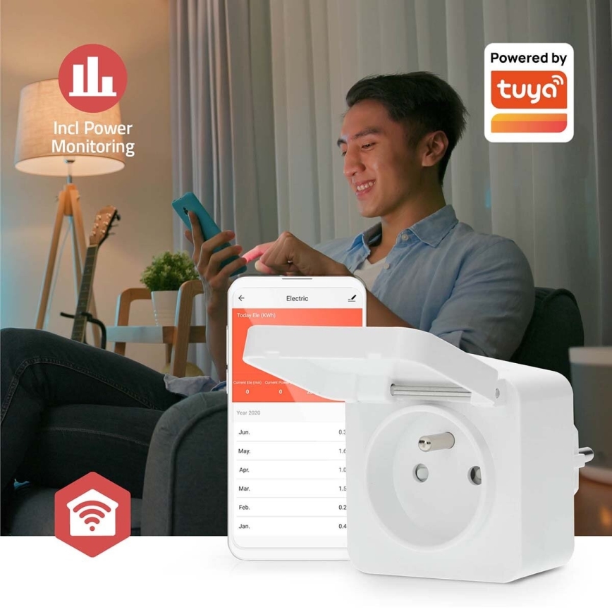 Smart-stik Smartlife 3680W/230V/ Type E/16A Wi-Fi Tuya IP44