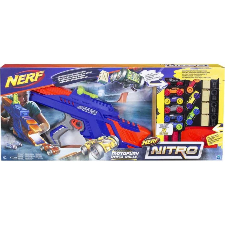 Nerf - Børnepistol Nitro MotoFury Rapid Rally + 9 biler