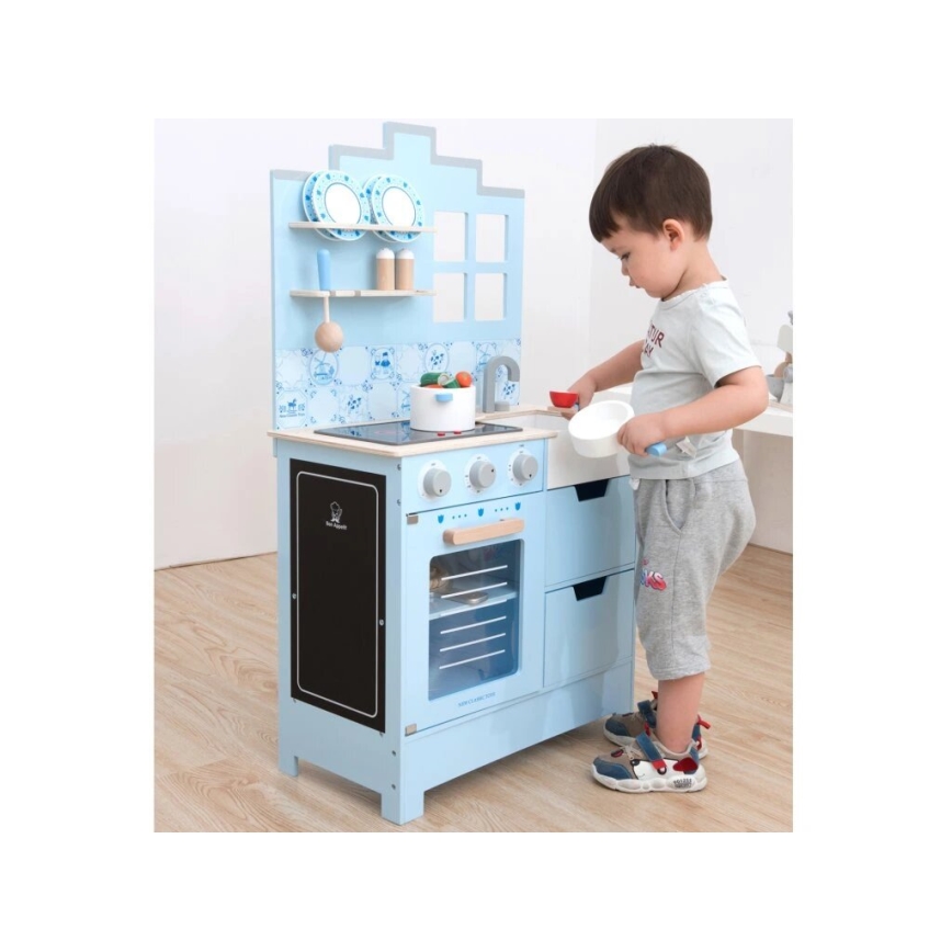 New Classic Toys - Trækøkken med tilbehør blå