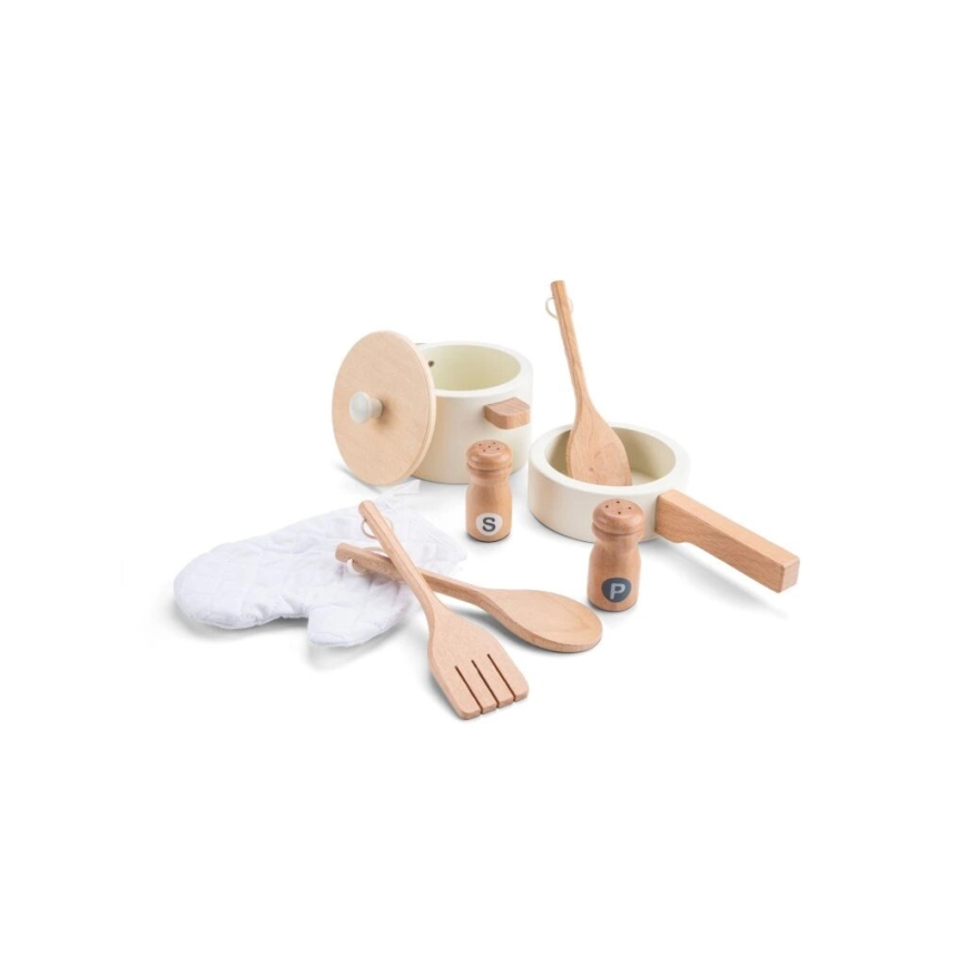New Classic Toys - Trækøkken med tilbehør hvid/Rattan