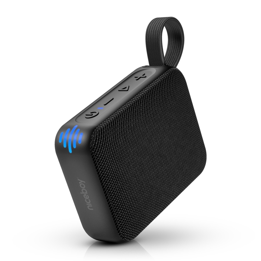 Niceboy Atom 4 - Trådløs LED højtaler med mikrofon 6W/1000 mAh IP67 sort