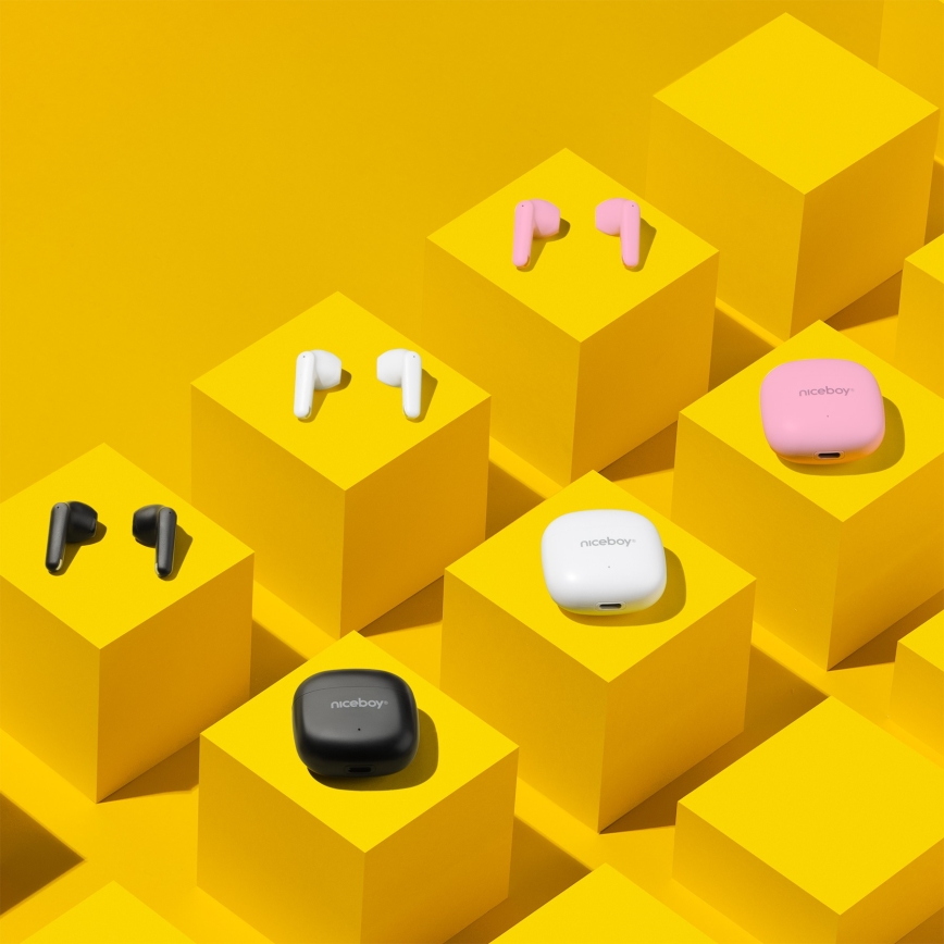 Niceboy Beans 4 POP - Trådløse ørepropper 200 mAh + 2x 30 mAh IPX4 rosa