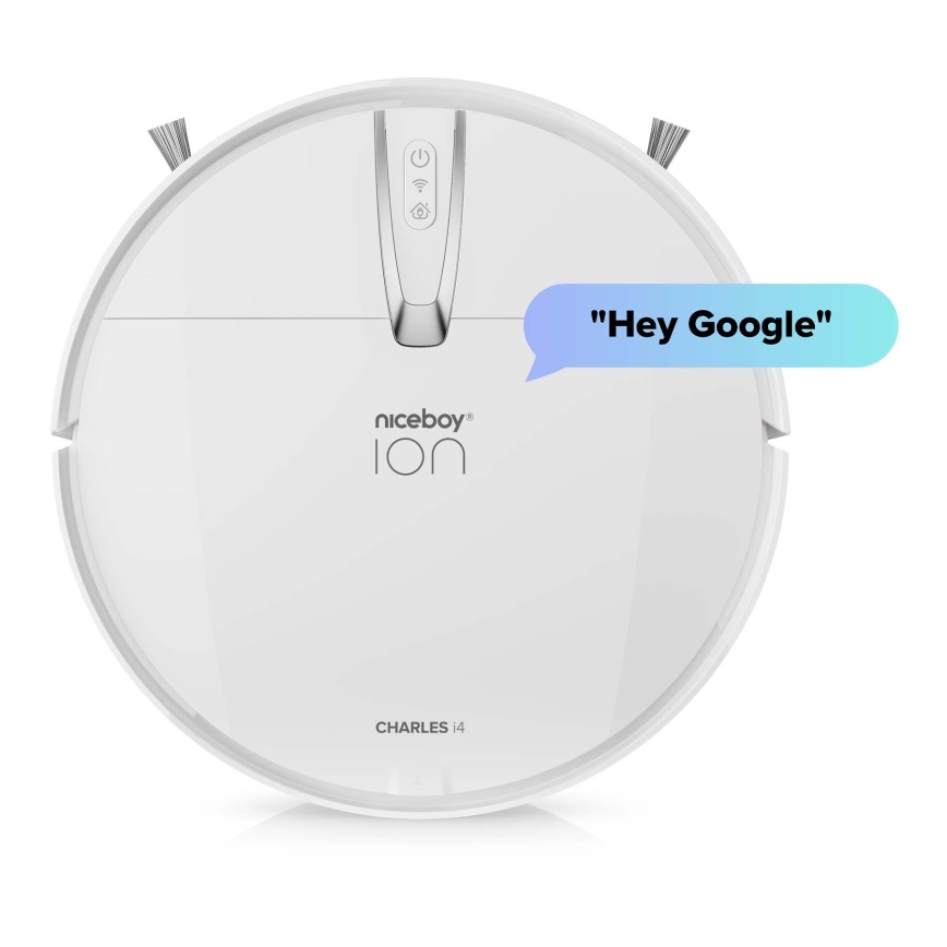 Niceboy ION Charles i4 - Smart robotstøvsuger 2-i-1 4400 mAh Wi-Fi hvid + fjernbetjening