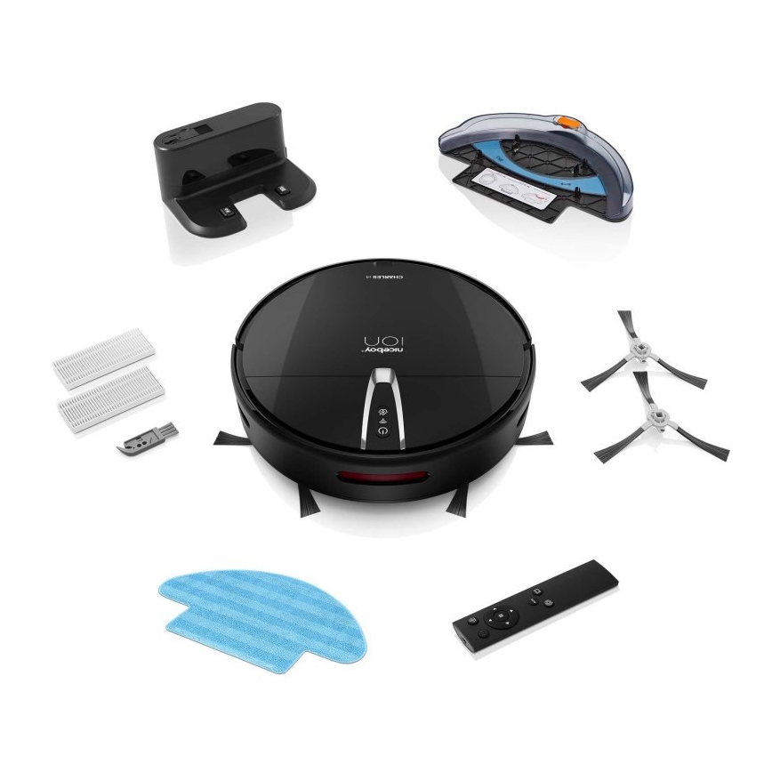 Niceboy ION Charles i4 - Smart robotstøvsuger 2-i-1 4400 mAh Wi-Fi sort + fjernbetjening