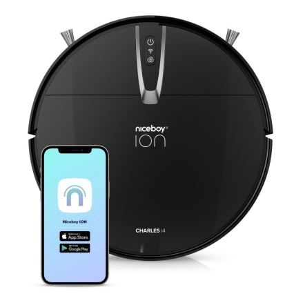 Niceboy ION Charles i4 - Smart robotstøvsuger 2-i-1 4400 mAh Wi-Fi sort + fjernbetjening