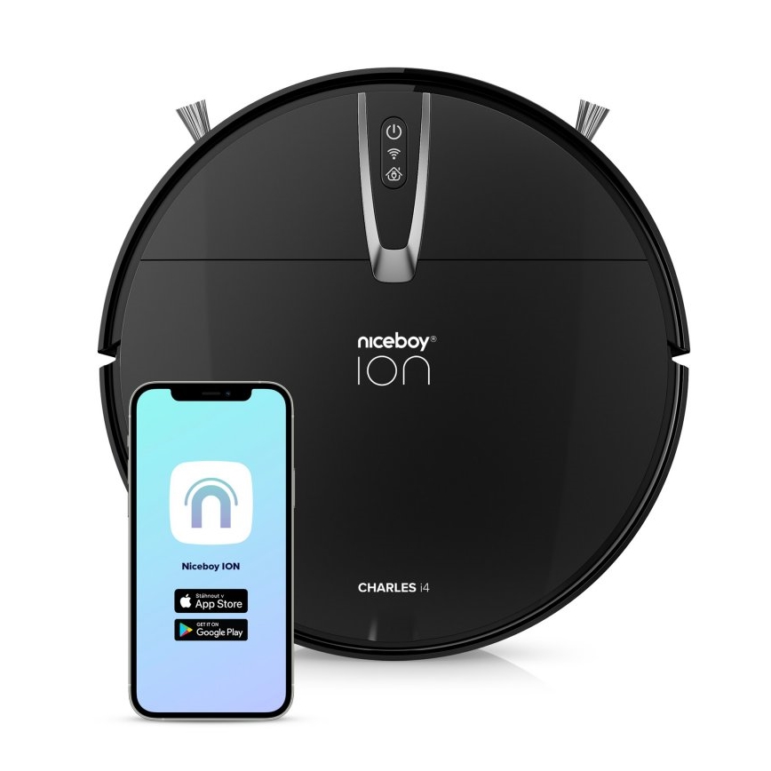 Niceboy ION Charles i4 - Smart robotstøvsuger 2-i-1 4400 mAh Wi-Fi sort + fjernbetjening