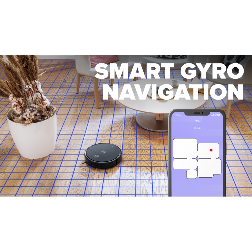 Niceboy ION Charles i6 - Smart robotstøvsuger 2-i-1 2600 mAh Wi-Fi sort