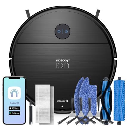 Niceboy ION Charles i6 - Smart robotstøvsuger 2-i-1 2600 mAh Wi-Fi sort