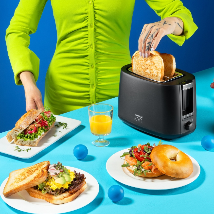 Niceboy ION Cruncher C1 - Brødrister med 2 åbninger og ovnfunktion 750W/230V sort