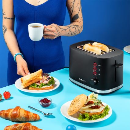 Niceboy ION Cruncher C3 - Brødrister med 2 åbninger og ovnfunktion 870W/230V sort
