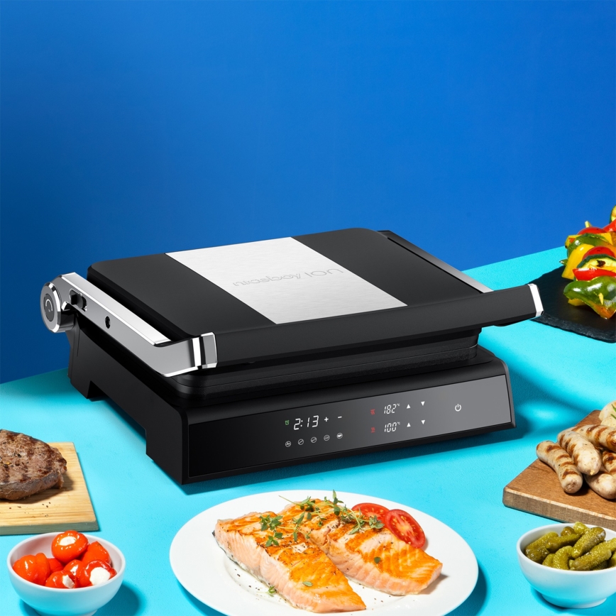 Niceboy ION Grillmaster - Kontaktgrill 2000W/230V sort/mat krom