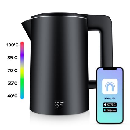 Niceboy ION SmartKettle - Smart-kedel med temperaturregulering 1,7 l 2200W/230V Wi-Fi sort