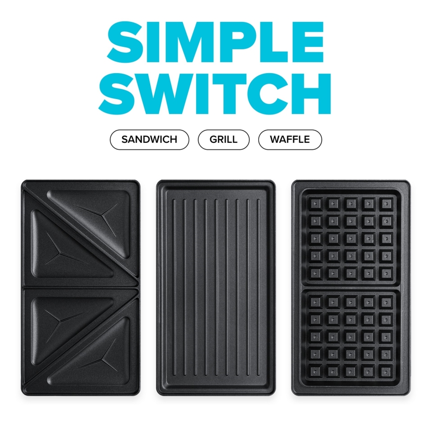 Niceboy ION Snacker S3 - Sandwichmaskine 3-i-1 750W/230V rustfri/sort