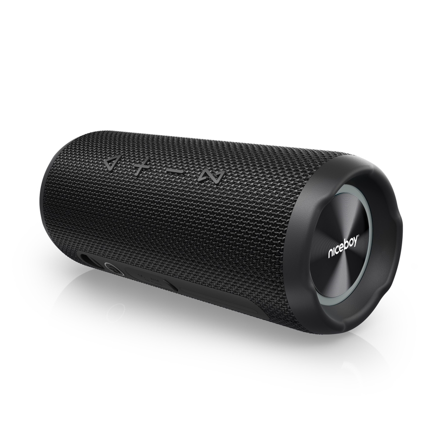 Niceboy Nexus - Trådløs LED højtaler med mikrofon 26W/4000 mAh IPX6 sort