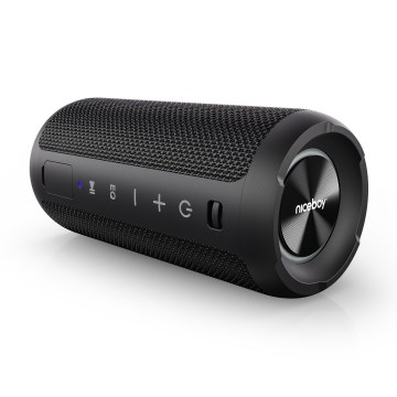 Niceboy Orion - LED Trådløs højttaler med mikrofon 24W/2200 mAh IPX7 sort