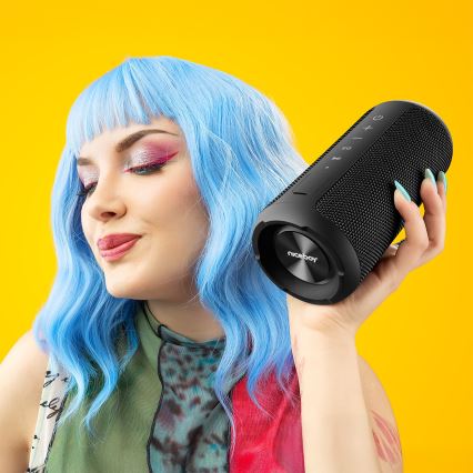 Niceboy Orion - Trådløs LED højtaler med mikrofon 24W/2200 mAh IPX7 sort