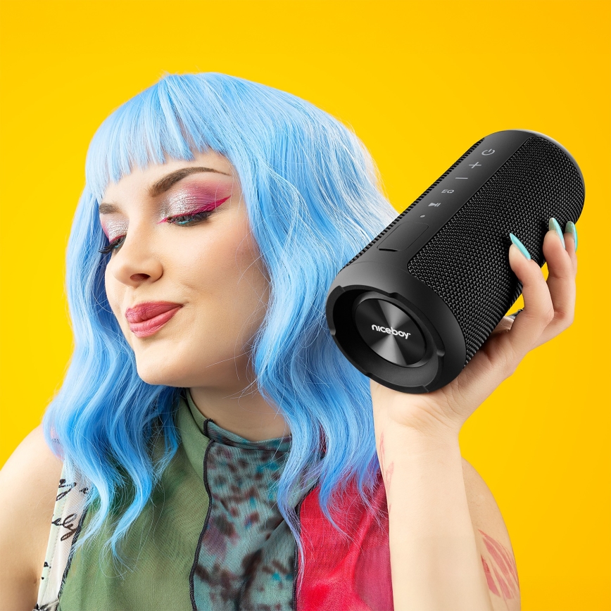 Niceboy Orion - Trådløs LED højtaler med mikrofon 24W/2200 mAh IPX7 sort