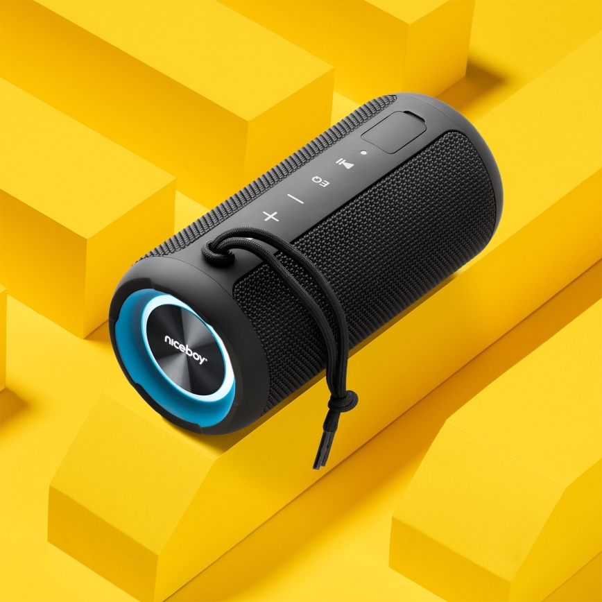 Niceboy Orion - Trådløs LED højtaler med mikrofon 24W/2200 mAh IPX7 sort