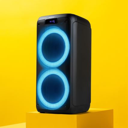 Niceboy PARTY Boss 2 - Trådløs LED højtaler med mikrofon og powerbank funktion 200W/4500 mAh + fjernbetjening