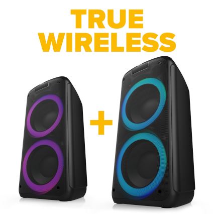 Niceboy PARTY Boss 2 - Trådløs LED højtaler med mikrofon og powerbank funktion 200W/4500 mAh + fjernbetjening