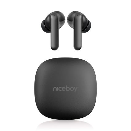 Niceboy Pins 4 PRO - Trådløse høretelefoner med ANC 380 mAh + 2x 35 mAh IP54 sort