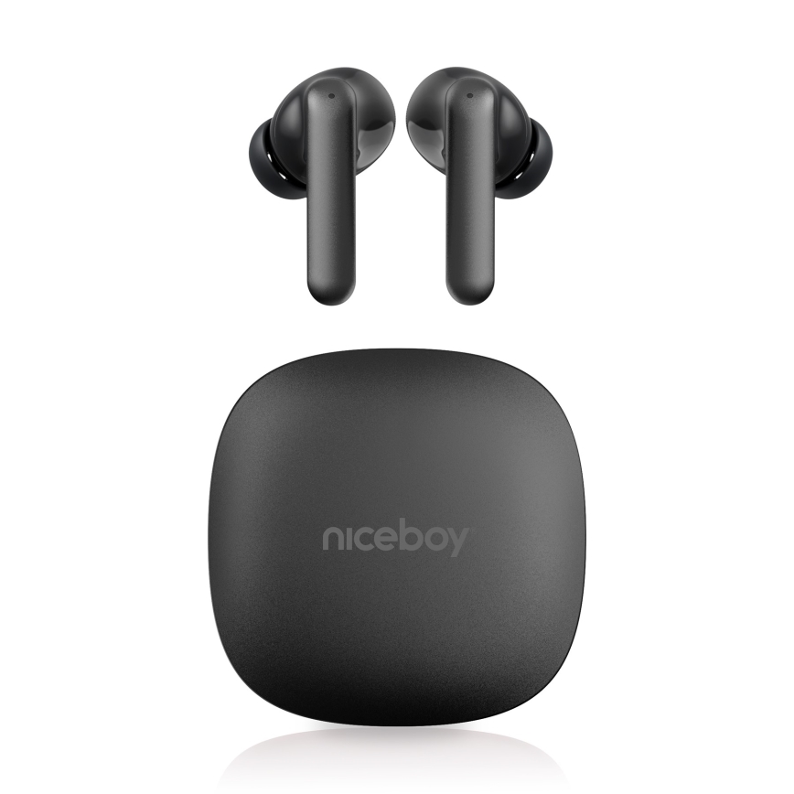 Niceboy Pins 4 PRO - Trådløse høretelefoner med ANC 380 mAh + 2x 35 mAh IP54 sort
