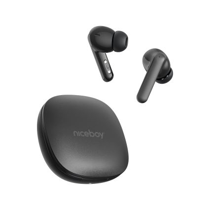 Niceboy Pins 4 PRO - Trådløse høretelefoner med ANC 380 mAh + 2x 35 mAh IP54 sort