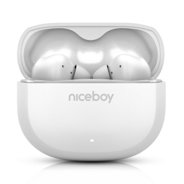Niceboy Pins 4 - Trådløse høretelefoner med ANC 400 mAh + 2x 50 mAh IPX4 hvid