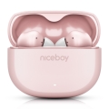 Niceboy Pins 4 - Trådløse in-ear-ørepropper med aktiv støjreduktion (ANC), 400 mAh opladningsetui + 2 x 50 mAh ørepropper, IPX4, lyserød