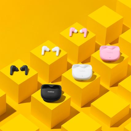 Niceboy Pins 4 - Trådløse in-ear-ørepropper med aktiv støjreduktion (ANC), 400 mAh opladningsetui + 2 x 50 mAh ørepropper, IPX4, lyserød