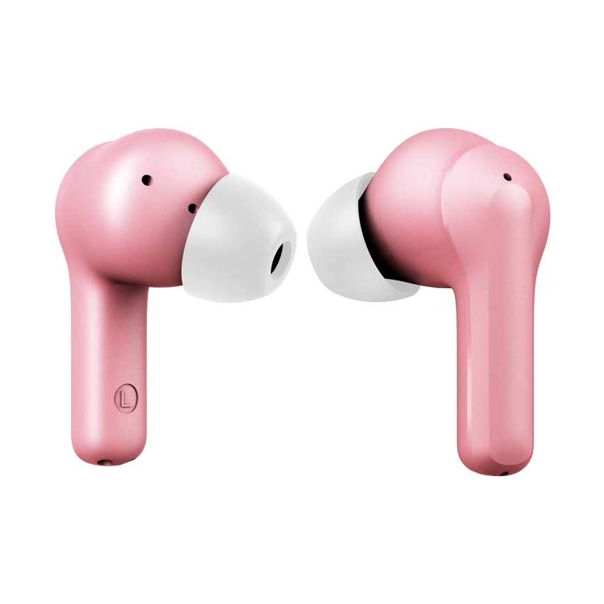 Niceboy Pins 4 - Trådløse in-ear-ørepropper med aktiv støjreduktion (ANC), 400 mAh opladningsetui + 2 x 50 mAh ørepropper, IPX4, lyserød