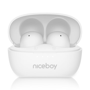 Niceboy Podsie 4 POP - Trådløse høretelefoner 400 mAh + 2x 40 mAh IPX4 hvid