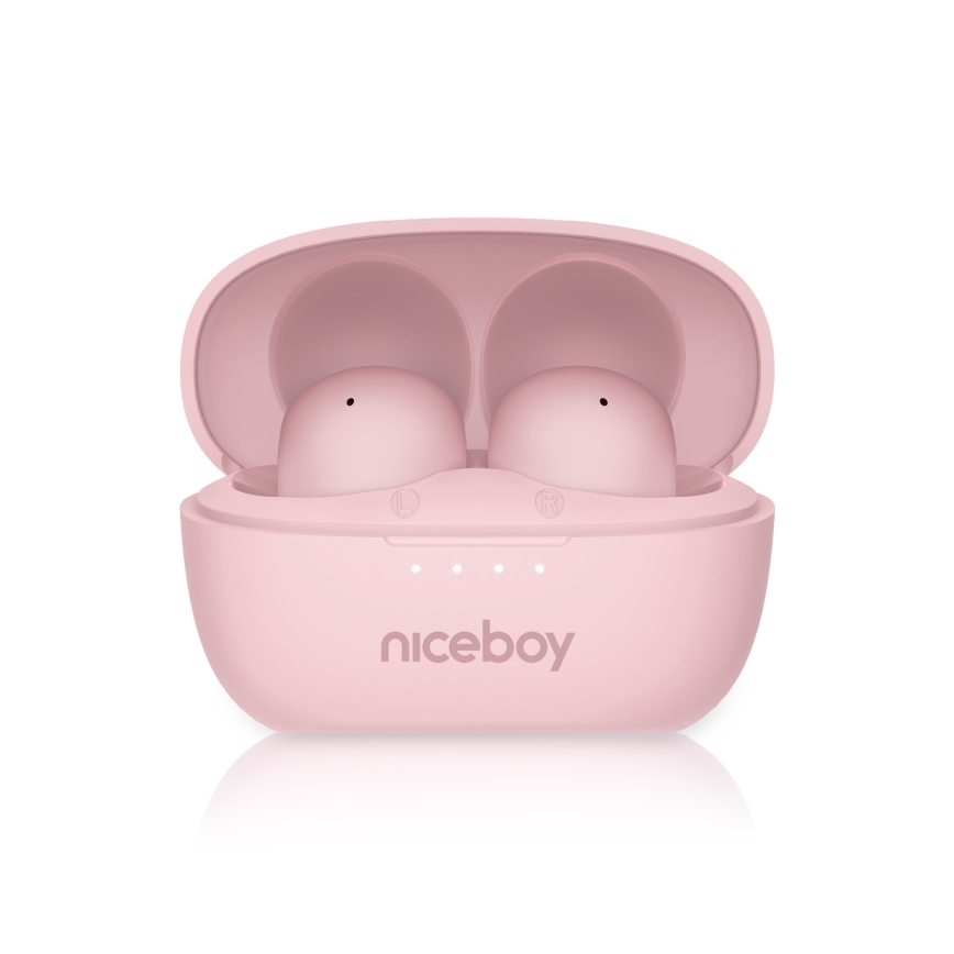 Niceboy Podsie 4 POP - Trådløse in-ear høretelefoner 400 mAh + 2 x 40 mAh IPX4 pink