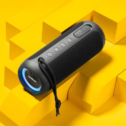 Niceboy Polaris - Trådløs LED højtaler med mikrofon 30W/4000mAh IPX7 sort