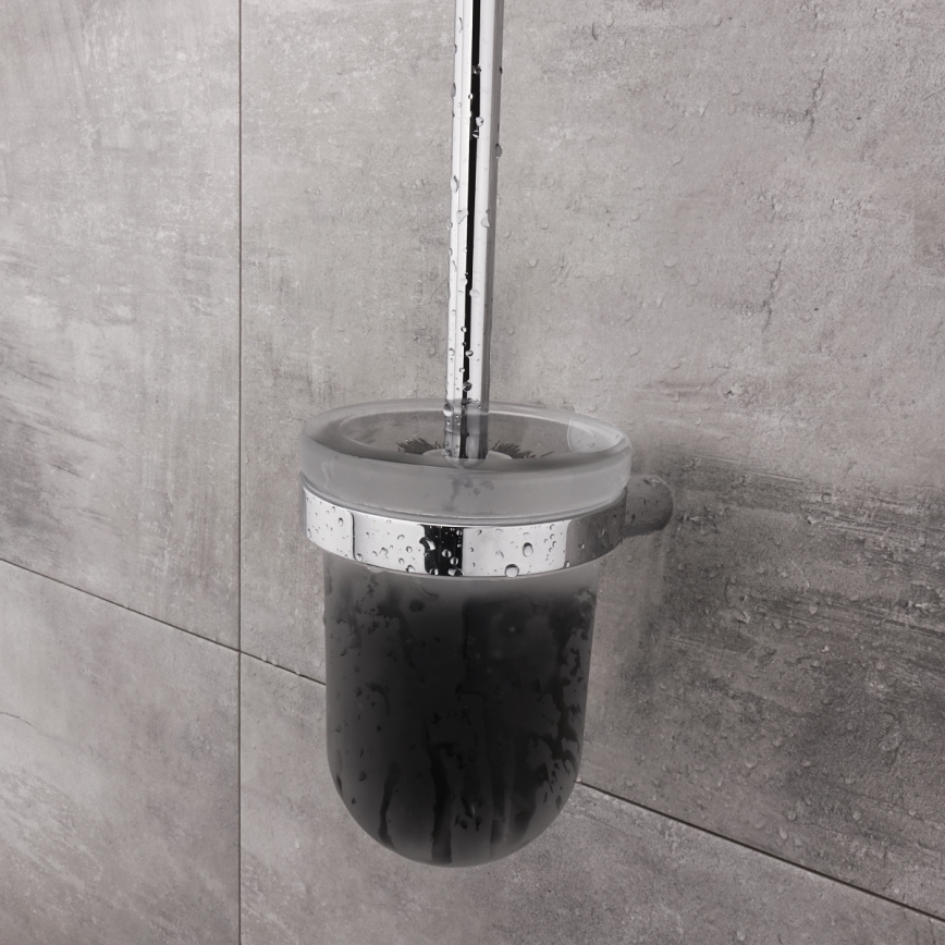 NIMCO BR 11094WN-26 - Væghængt toiletbørste BORMO mat glas/skinnende krom
