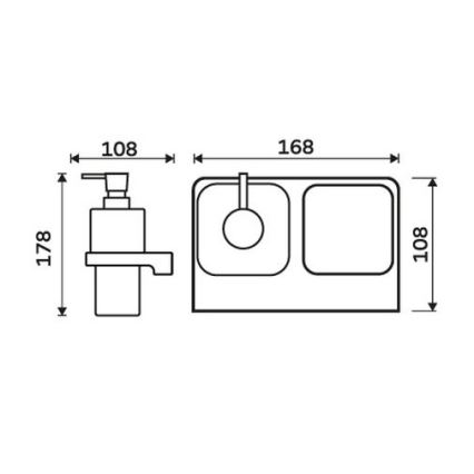 NIMCO MA 2905831H-26 - Væghængt sæbedispenser og tandbørsteholder MAYA 290 mm mat glas/skinnende krom