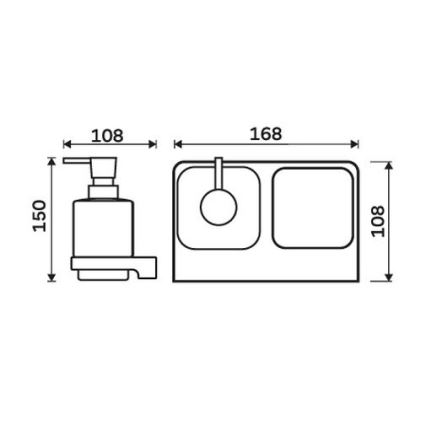 NIMCO MA 2905831K-T-26 - Væghængt sæbedispenser og tandbørsteholder MAYA 320 mm hvid/skinnende krom