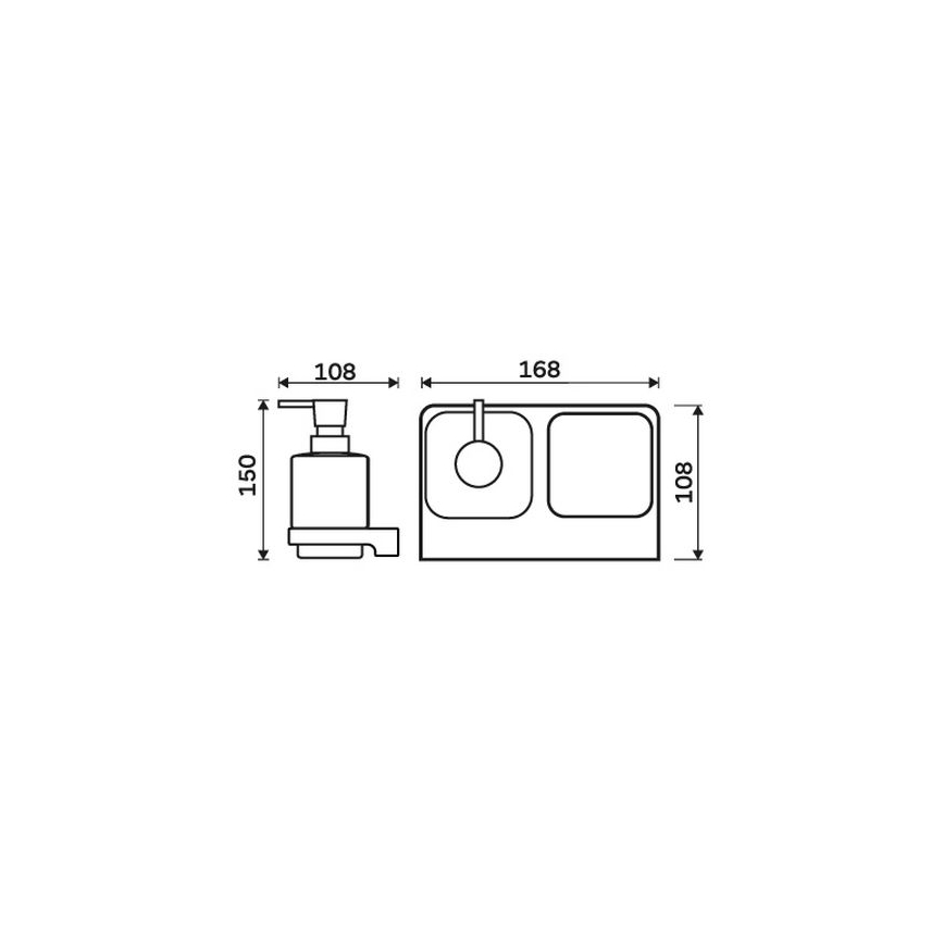 NIMCO MA 2905831K-T-26 - Væghængt sæbedispenser og tandbørsteholder MAYA 320 mm hvid/skinnende krom